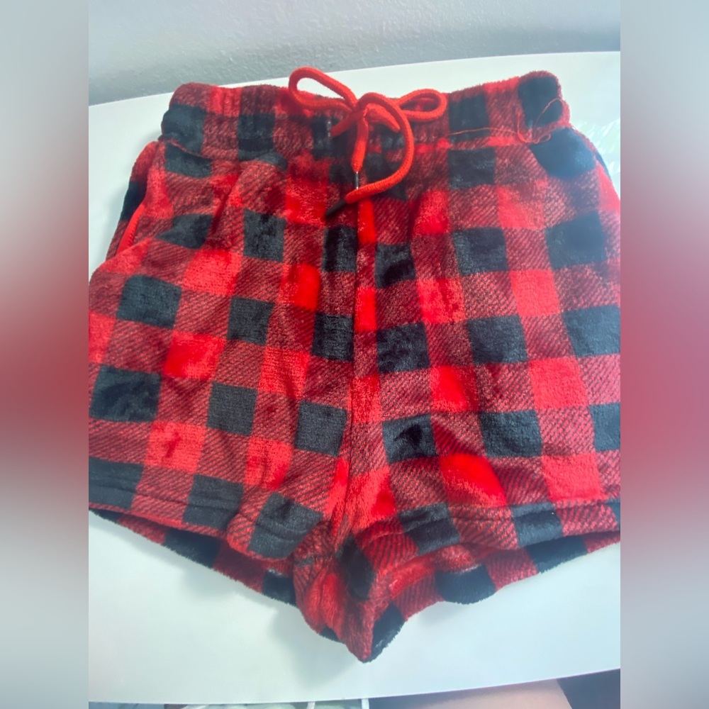 red and black shorts